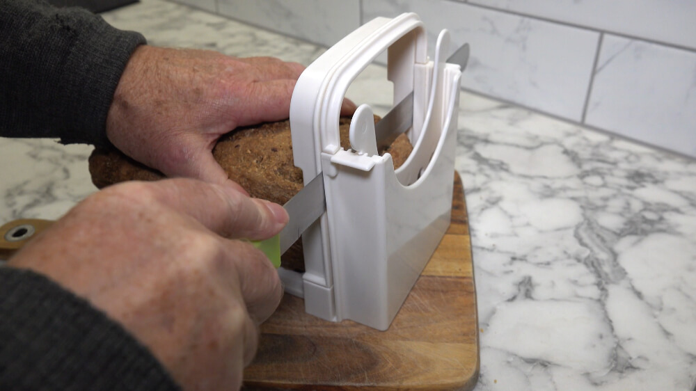 Compact Folding Bread Slicer with 5 Adjustable Thicknesses